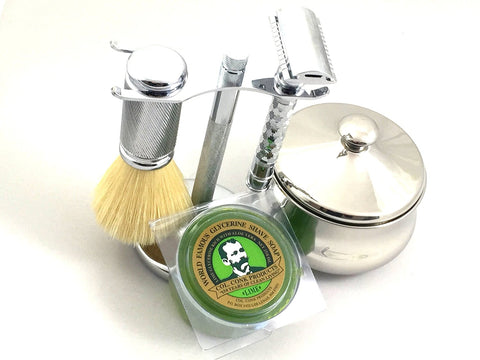Schöne Premium Men's Shaving Set, Beautiful Bowl, Shaving Soap, Boar Badger Brush, Stand and Safety Razor, Great Gift Idea for Father Husband or Boyfriend, Beautiful Packed in a Well Presented Gift/travel Box