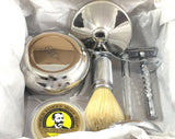 Schöne Premium Men's Shaving Set, Beautiful Bowl, Shaving Soap, Boar Badger Brush, Stand and Safety Razor, Great Gift Idea for Father Husband or Boyfriend, Beautiful Packed in a Well Presented Gift/travel Box