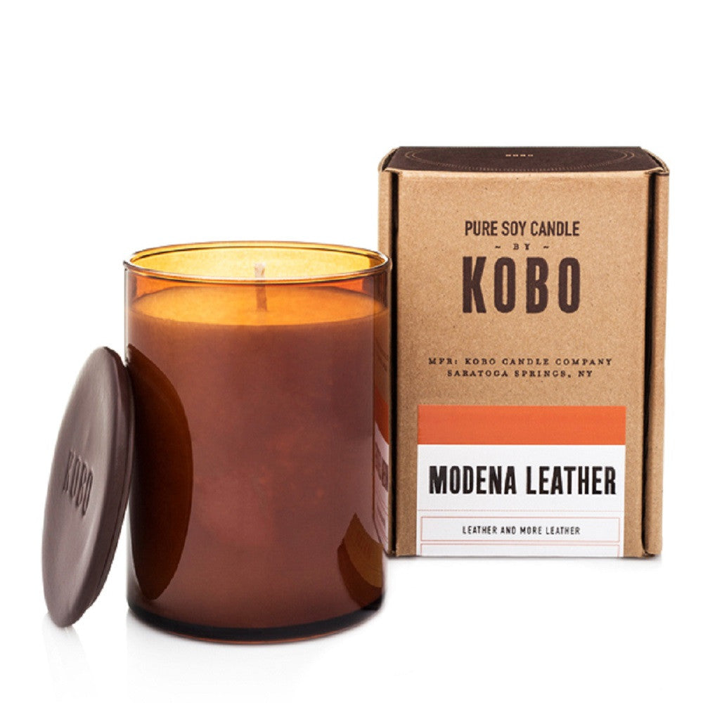 Kobo Modena Leather Soy Candle - Woodblock Collection