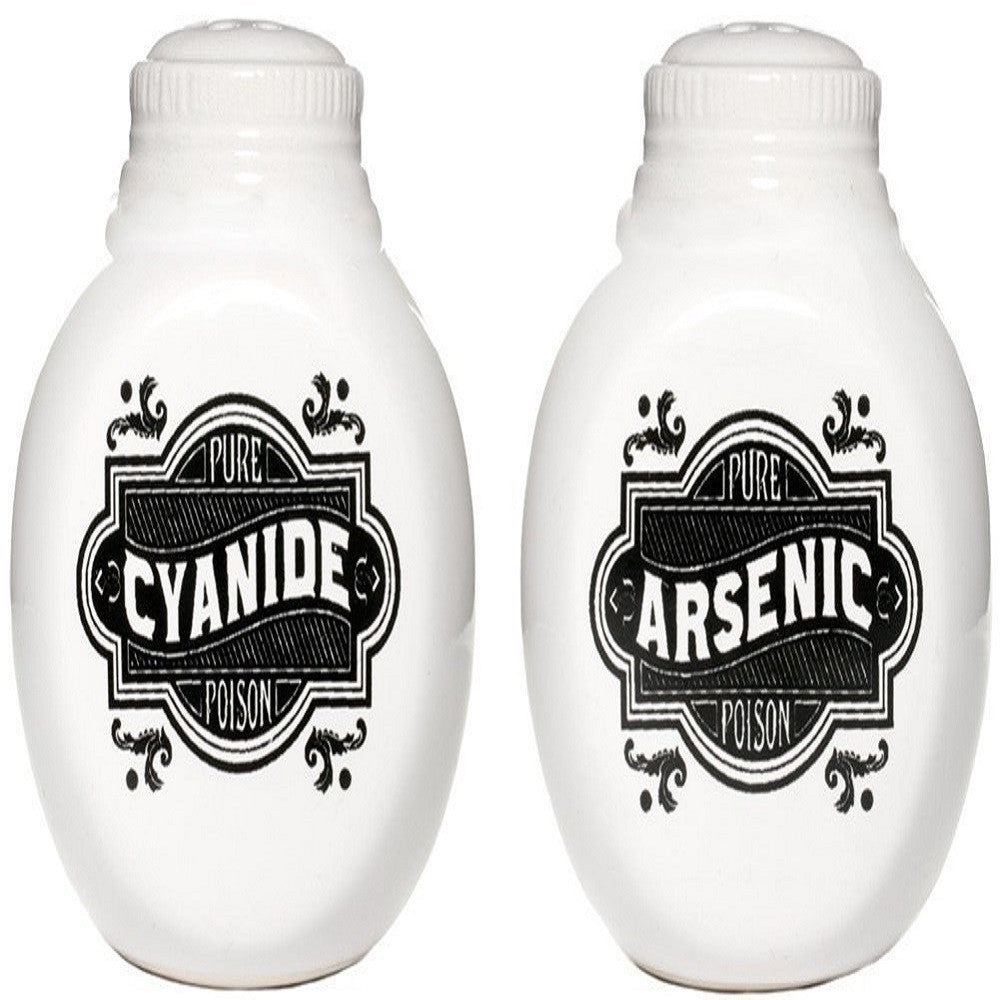 Sourpuss Arsenic and Cyanide Salt and Pepper Shakers White