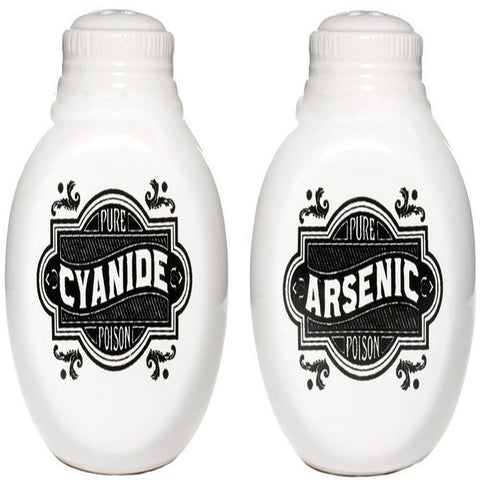 Sourpuss Arsenic and Cyanide Salt and Pepper Shakers White